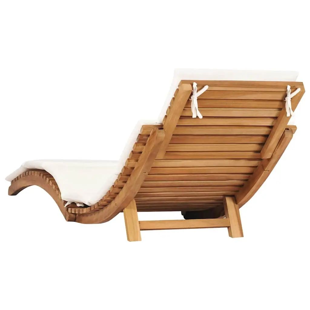 Wooden Sun Lounger with Cream Cushion