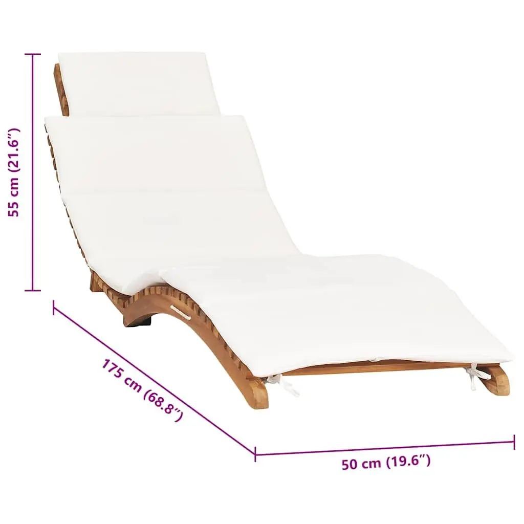 Wooden Sun Lounger with Cream Cushion