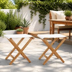 Wood Frame Folding Chairs Set of 2 for Outdoor Use