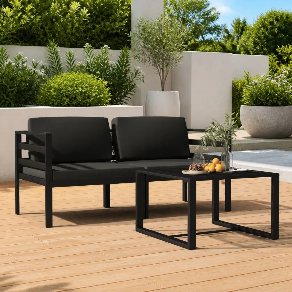 Modular 3 Piece Aluminium Garden Lounge Set in Anthracite
