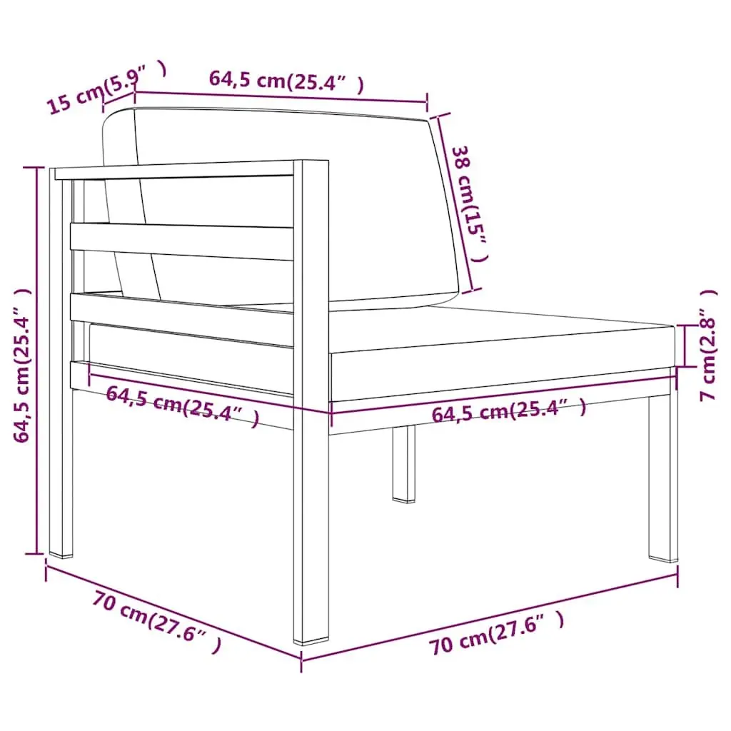 Modular 3 Piece Aluminium Garden Lounge Set in Anthracite