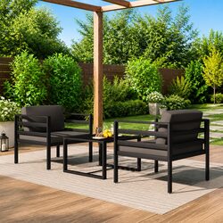 Sturdy 3 Piece Modular Garden Lounge Set with Cushions