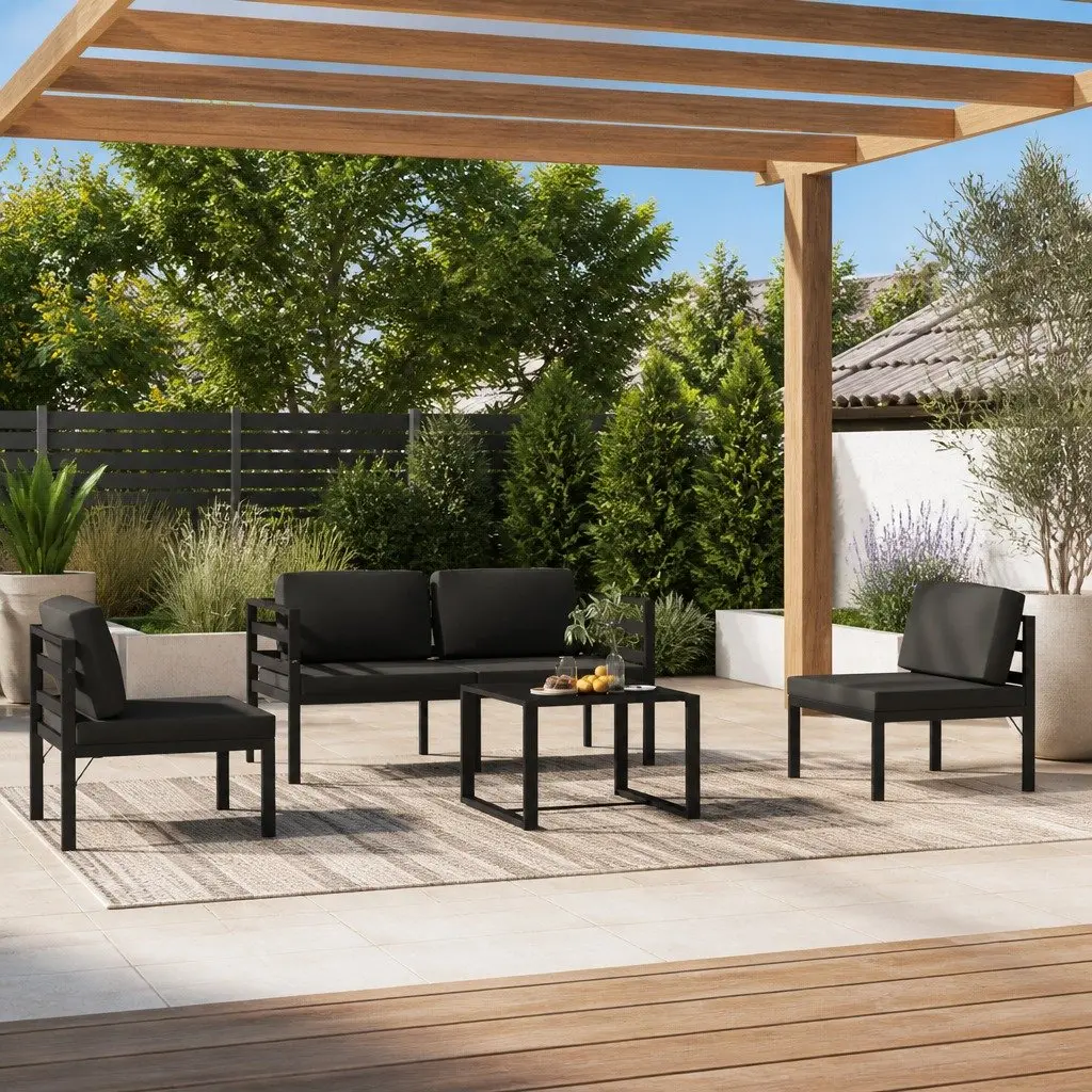 Modular 5 Piece Outdoor Patio Lounge Set with Cushions