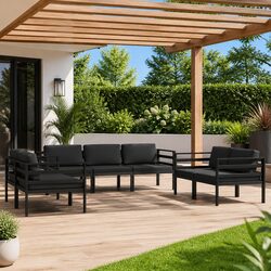 Modular 7 Piece Anthracite Garden Lounge Set with Cushions