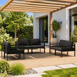 6-Piece Modular Patio Lounge Set with Cushions