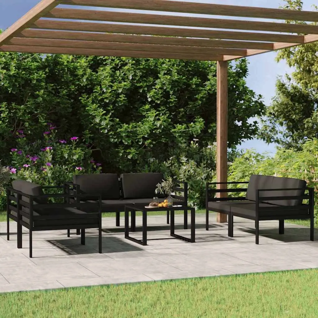 7 Piece Garden Lounge Set Aluminium Modular Outdoor Patio Furniture Anthracite with Cushions