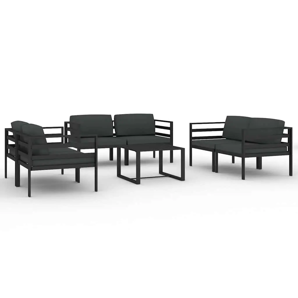 7 Piece Garden Lounge Set Aluminium Modular Outdoor Patio Furniture Anthracite with Cushions