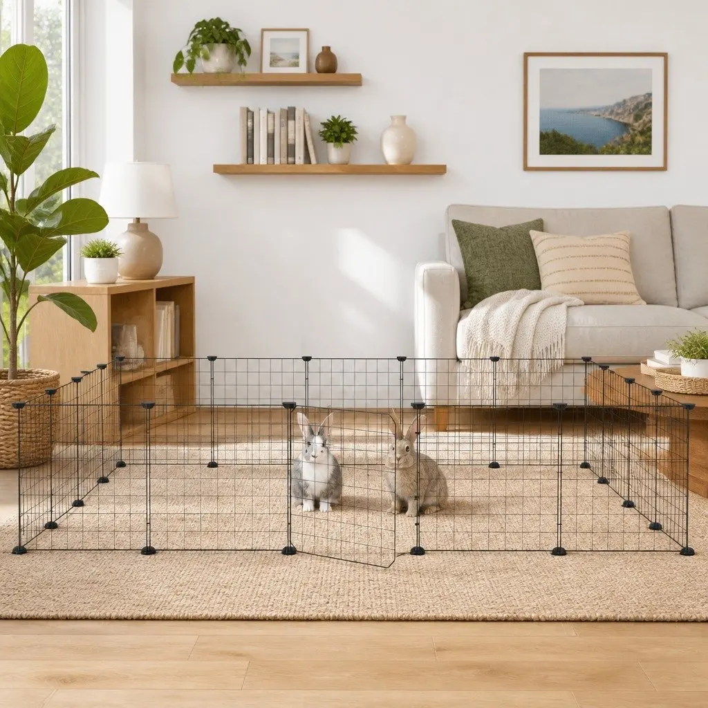 20-Panel Pet Cage with Door Black 35x35 cm Small Animal Enclosure Playpen