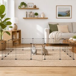 Durable 20-Panel Black Pet Cage with Door - 35x35 cm