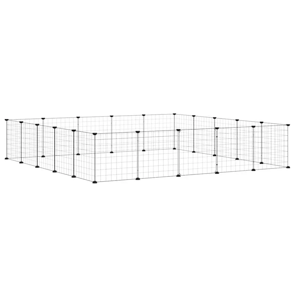 20-Panel Pet Cage with Door Black 35x35 cm Small Animal Enclosure Playpen