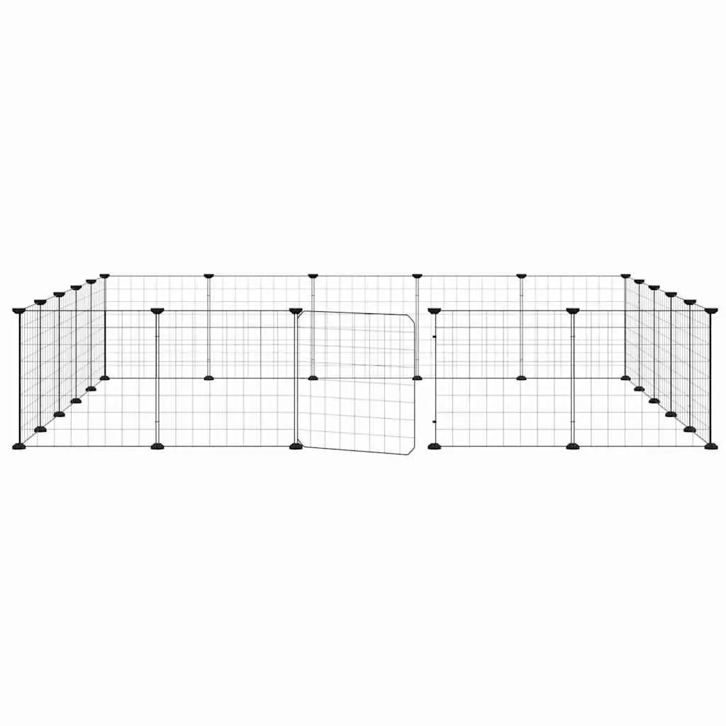 20-Panel Pet Cage with Door Black 35x35 cm Small Animal Enclosure Playpen