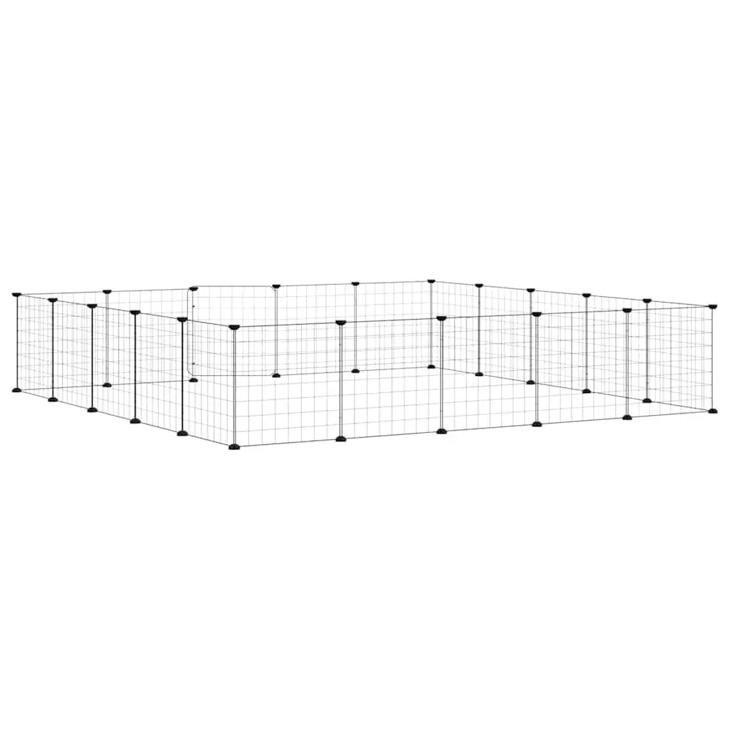 20-Panel Pet Cage with Door Black 35x35 cm Small Animal Enclosure Playpen