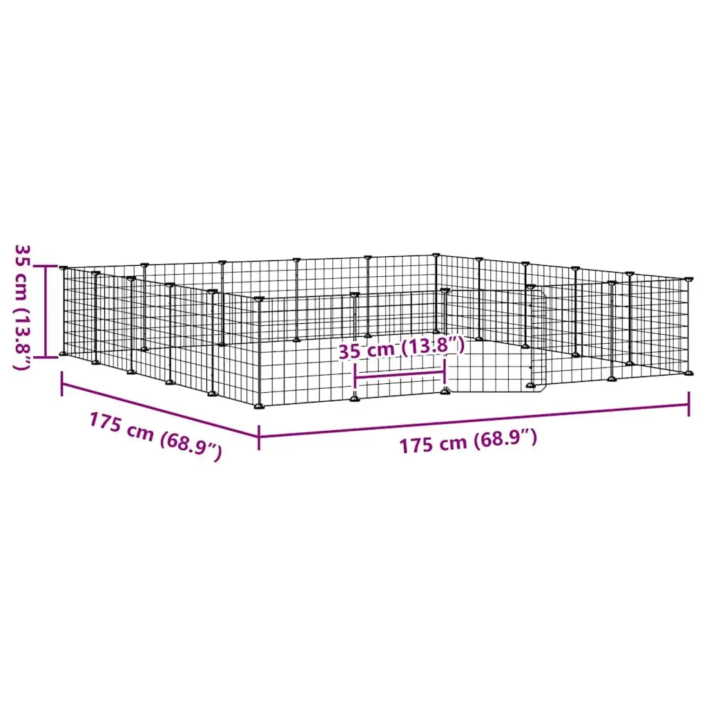 20-Panel Pet Cage with Door Black 35x35 cm Small Animal Enclosure Playpen
