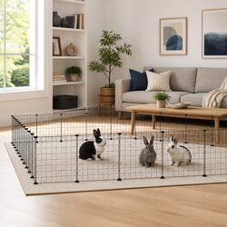 44-Panel Pet Cage with Door Small Animal Habitat Enclosure Exercise Play Space
