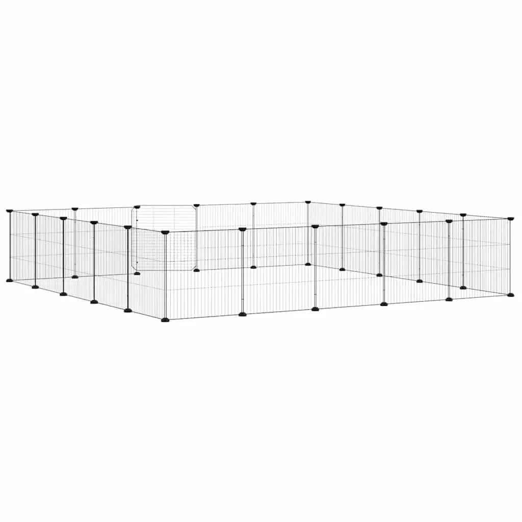 20-Panel Pet Cage with Door Black 35x35 cm Modular Small Animal Enclosure