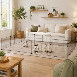 Durable 28-Panel Pet Cage with Door Black 35x35 cm