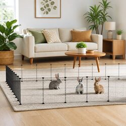 Sturdy 36-Panel Black Pet Cage for Small Animals 35x35cm