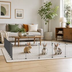 Sturdy 44-Panel Pet Cage with Door in Black, 35x35 cm