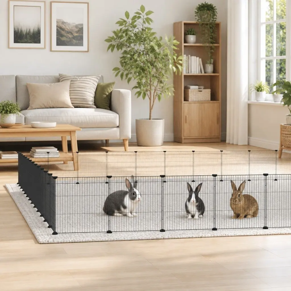 52-Panel Pet Cage with Door Black 35x35 cm