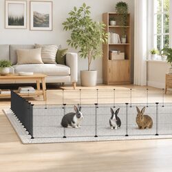Durable 52-Panel Pet Cage with Door Black 35x35 cm