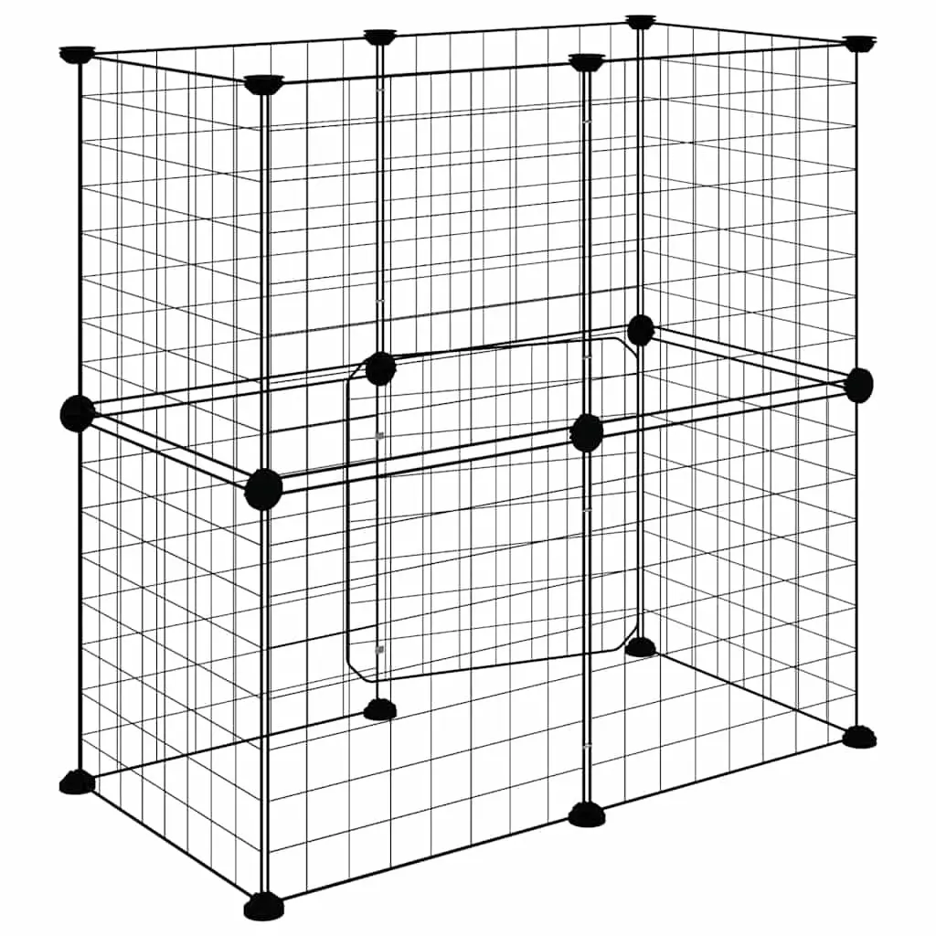 12-Panel Pet Cage with Door in Black 35x35 cm