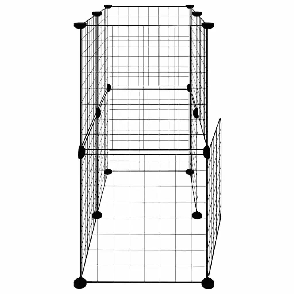 12-Panel Pet Cage with Door in Black 35x35 cm