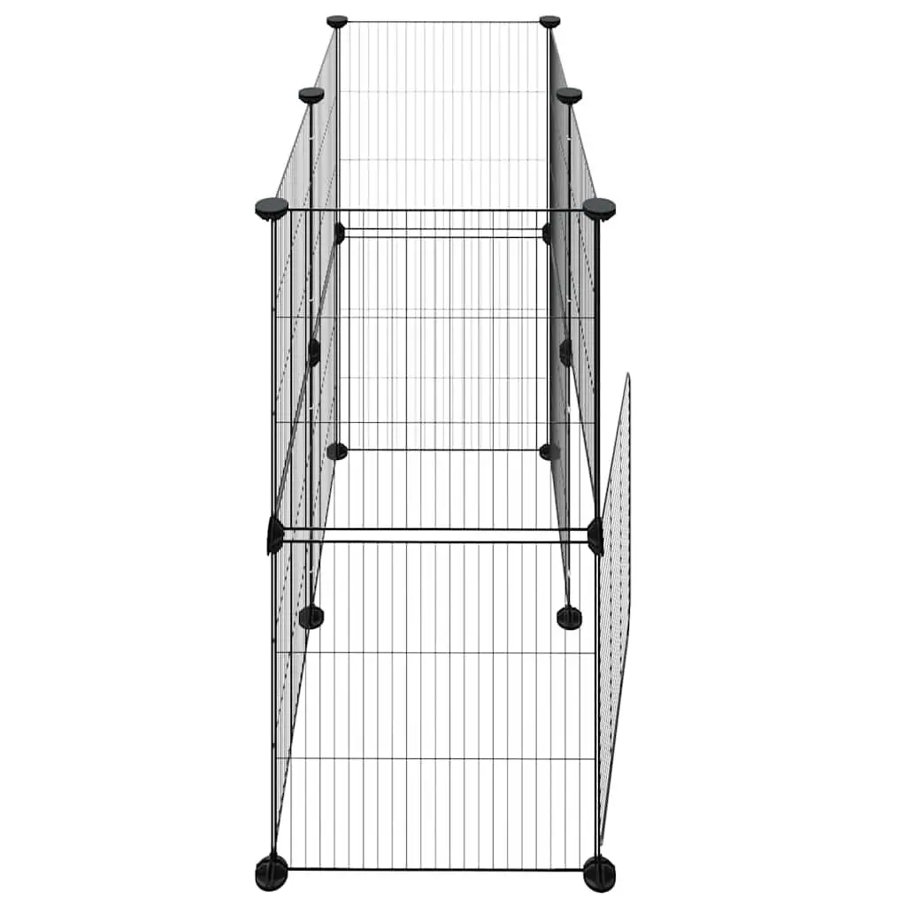 12-Panel Pet Cage with Door Black 35x35 cm Modular Small Animal Enclosure
