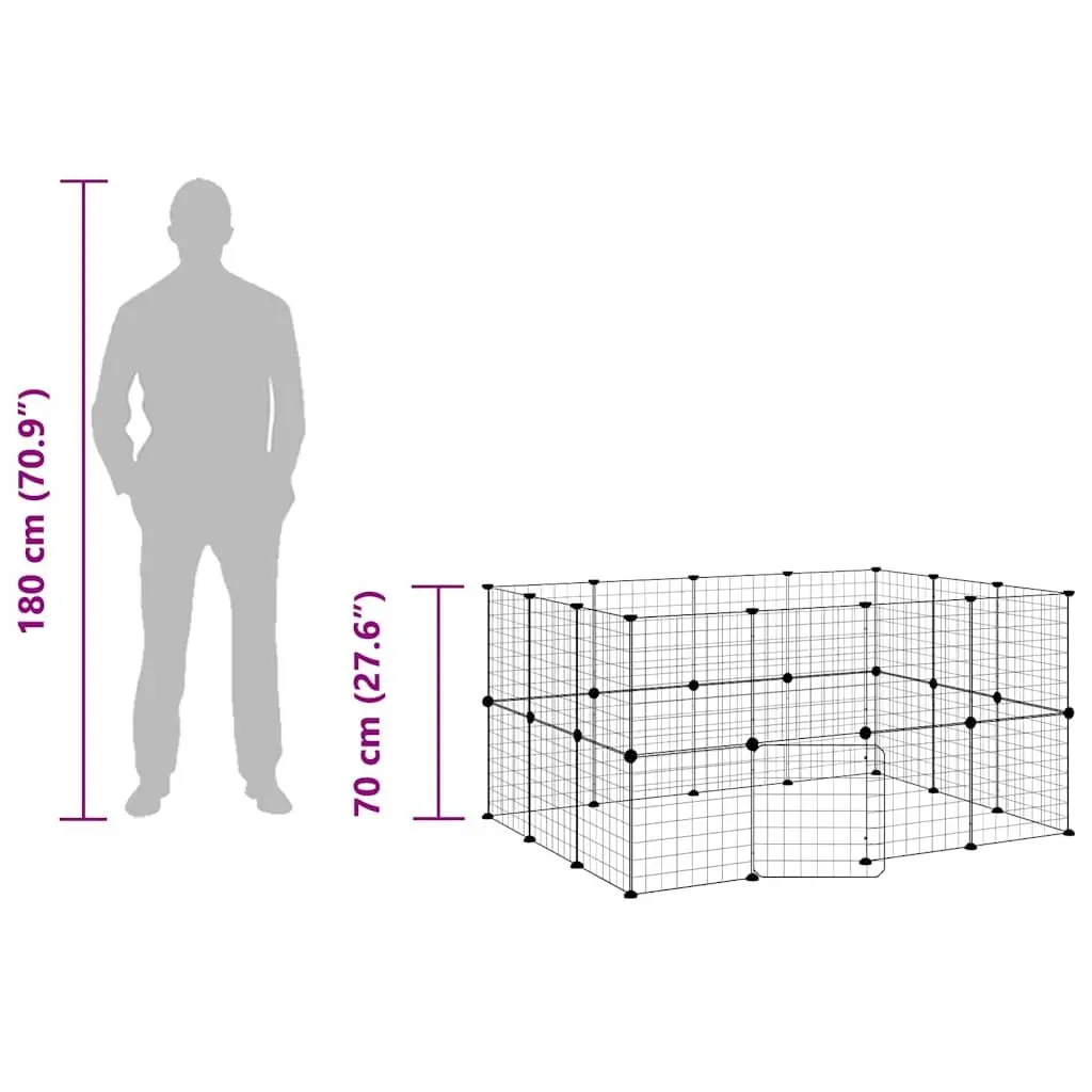 Pet Cage Steel 140x105x70 cm Black 28 Panel DIY Animal Enclosure