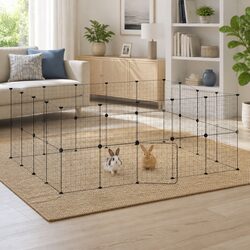 Durable 36-Panel Black Pet Cage with Door for Small Animals