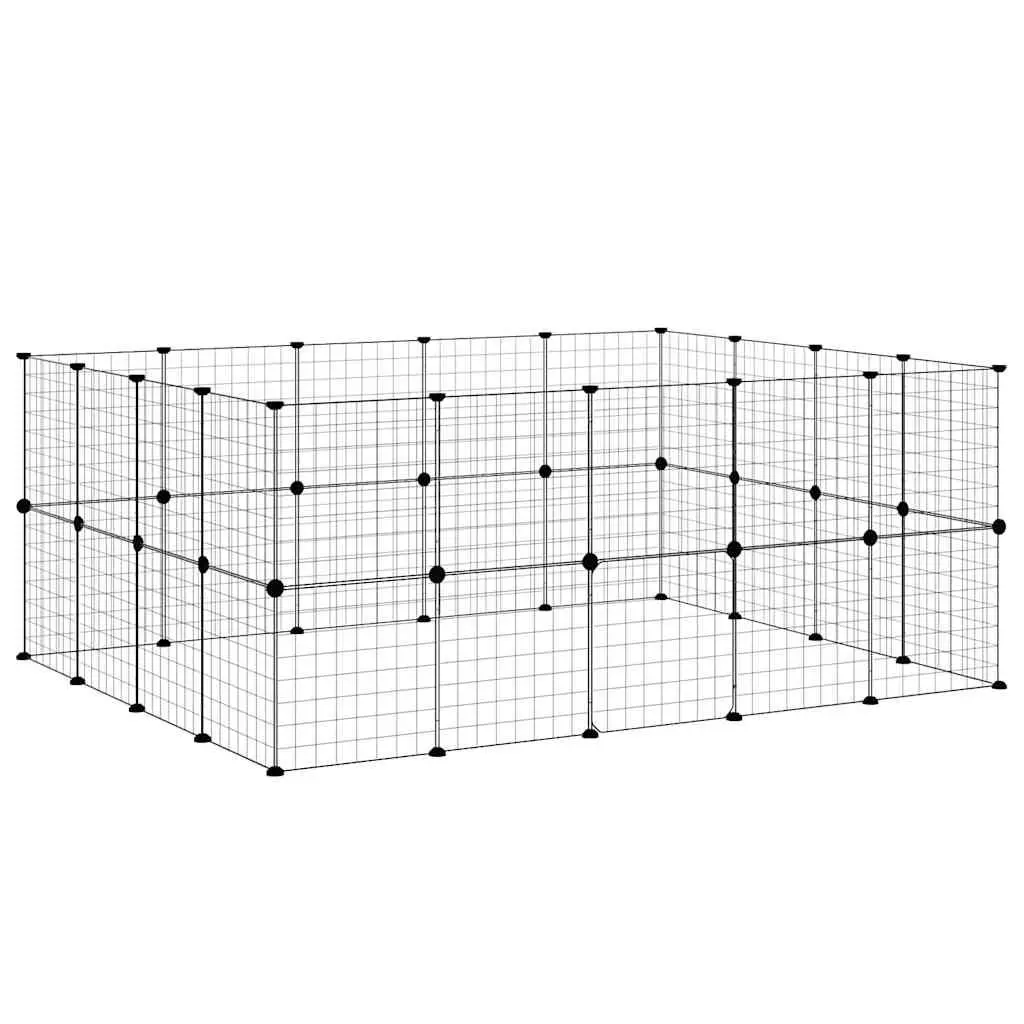 36-Panel Black Pet Cage with Door for Small Animals