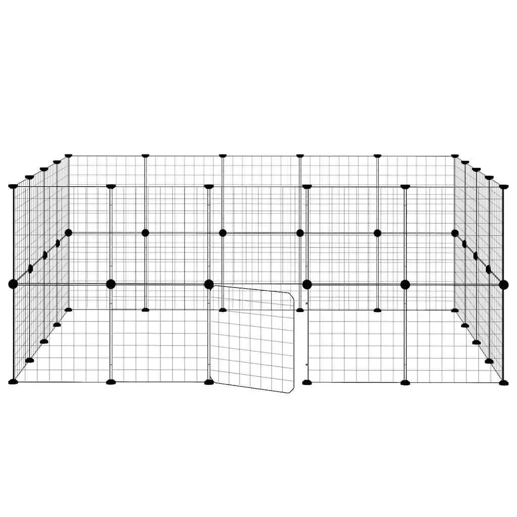 36-Panel Black Pet Cage with Door for Small Animals