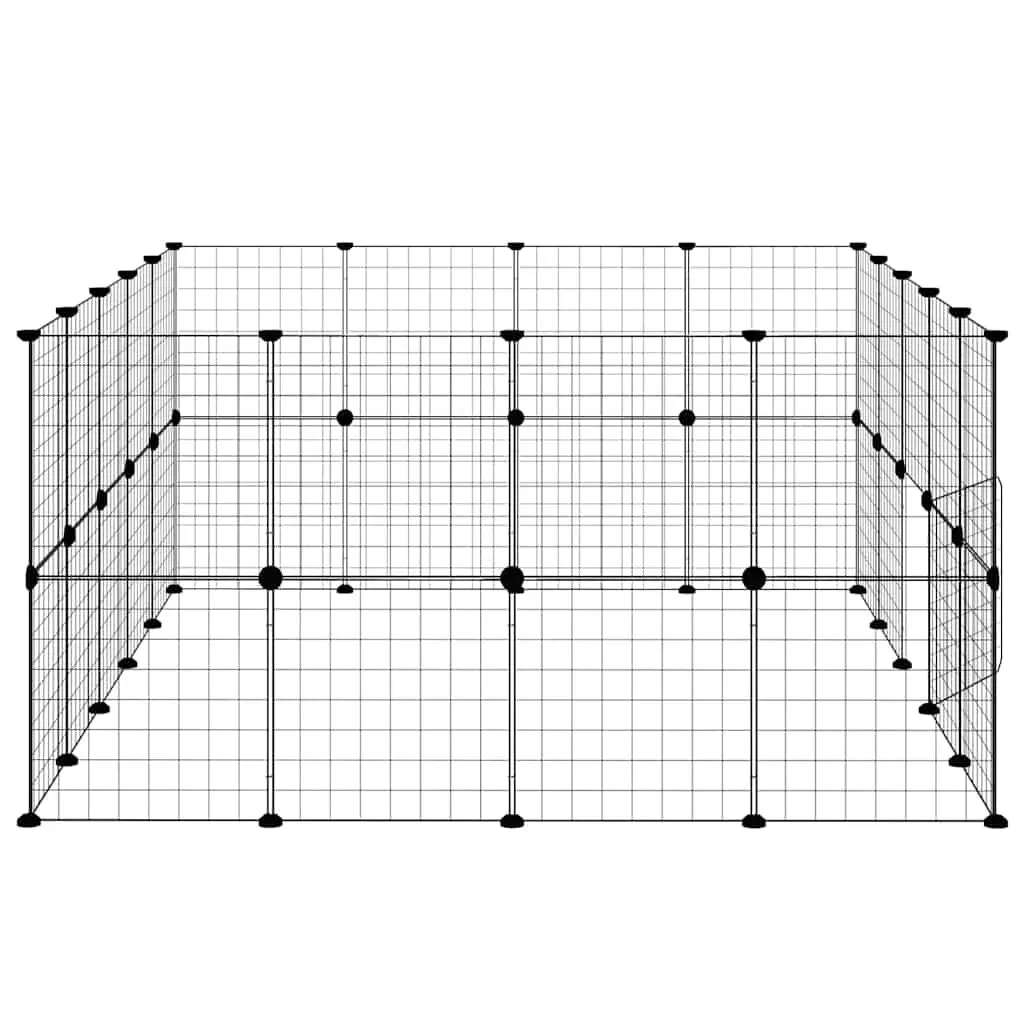 36-Panel Black Pet Cage with Door for Small Animals