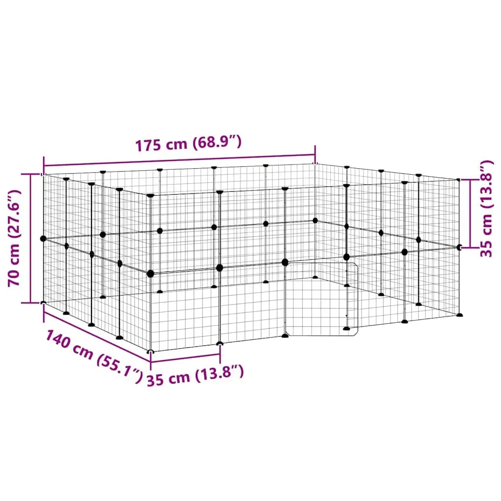 36-Panel Black Pet Cage with Door for Small Animals