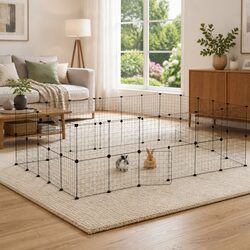 Durable 44-Panel Black Pet Cage with Door 35x35 cm