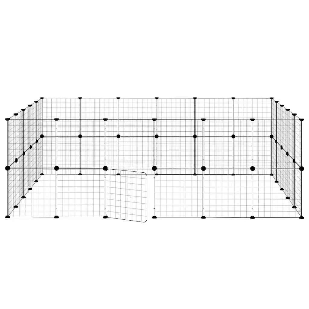 44-Panel Black Pet Cage with Door 35x35 cm