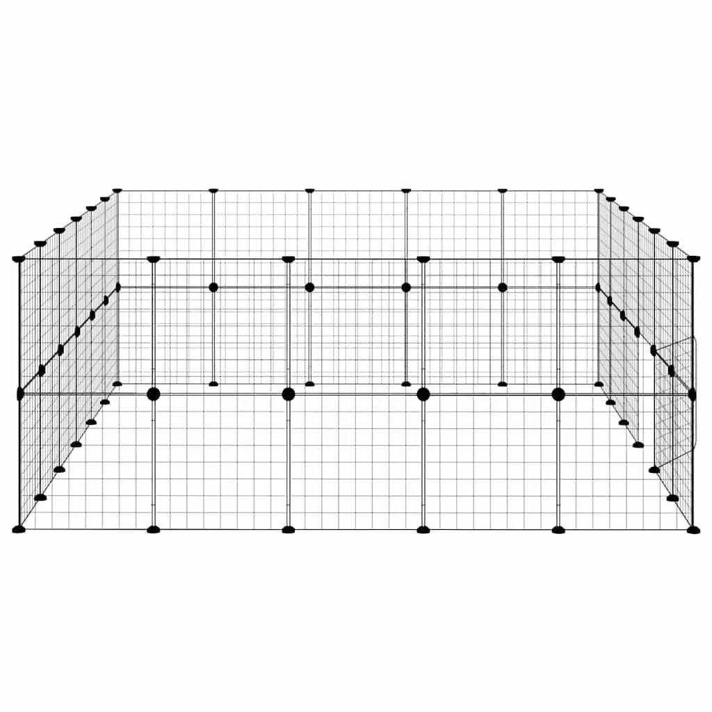 44-Panel Black Pet Cage with Door 35x35 cm