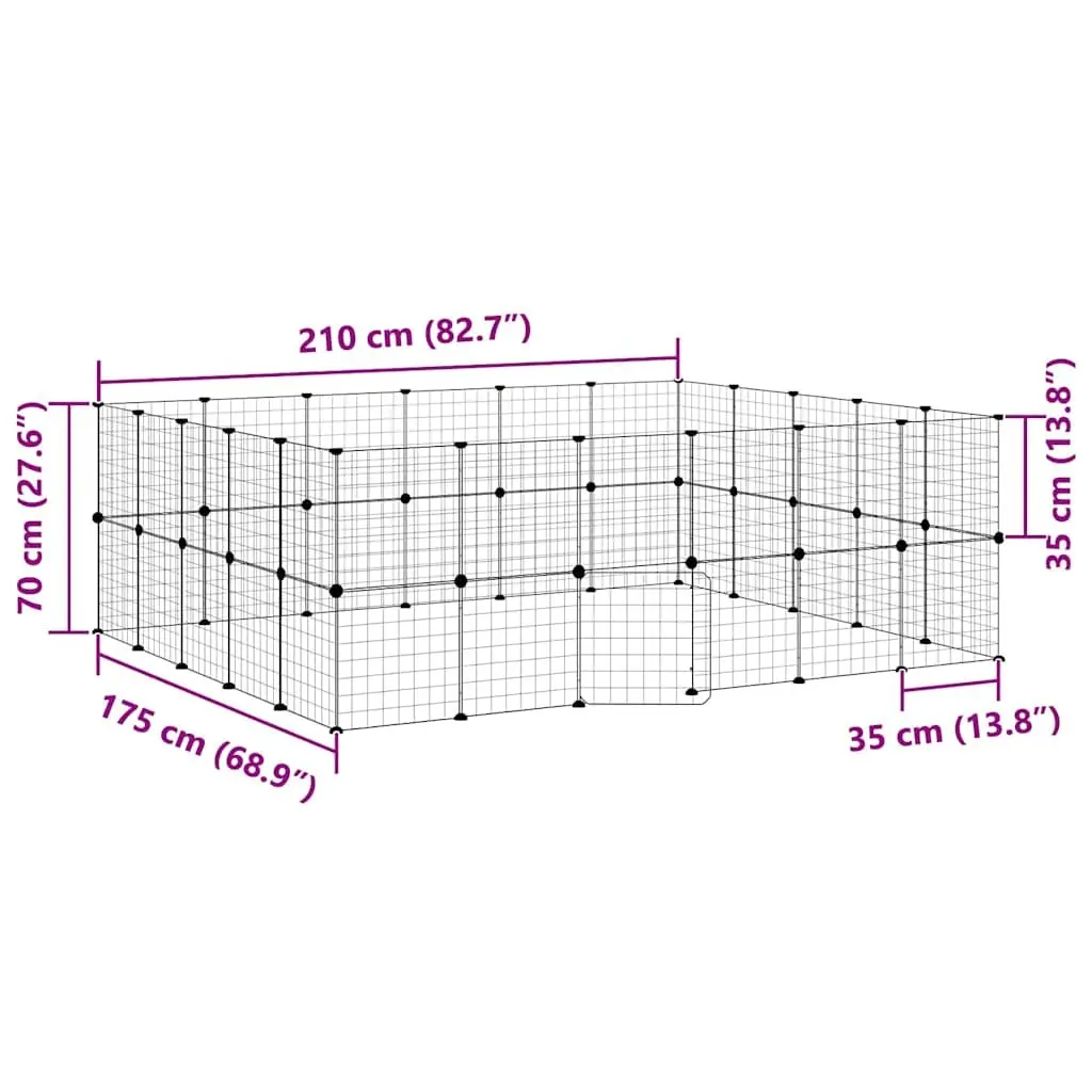 44-Panel Black Pet Cage with Door 35x35 cm