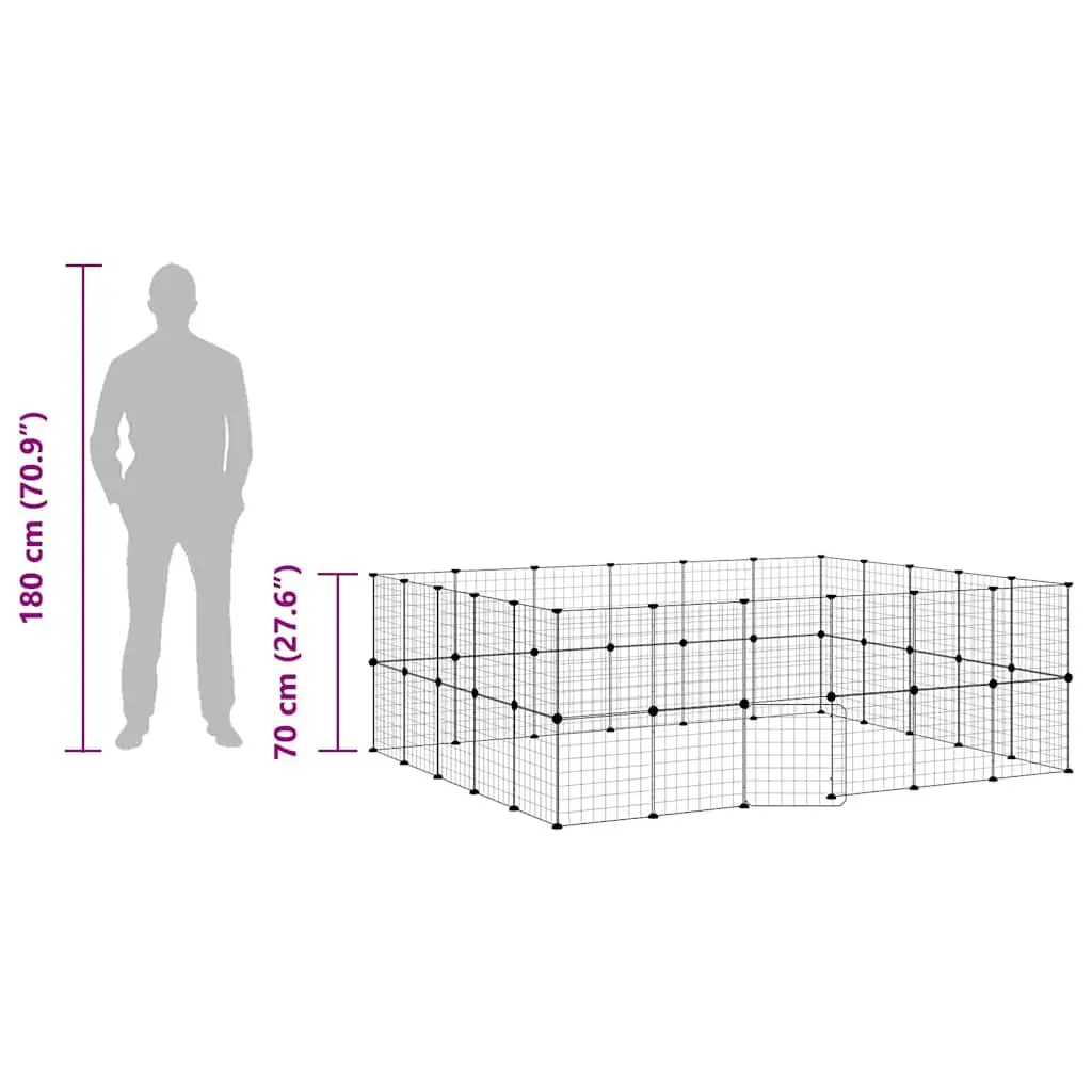 44-Panel Black Pet Cage with Door 35x35 cm