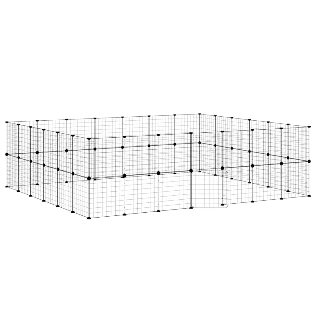 Pet Cage Powder-Coated Steel 245x210x70 cm Black 52-Panel Modular Enclosure