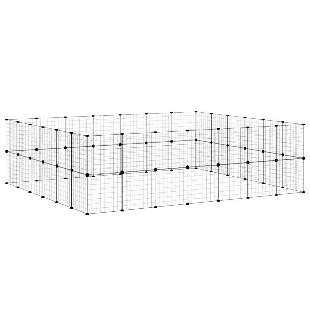 Pet Cage Powder-Coated Steel 245x210x70 cm Black 52-Panel Modular Enclosure