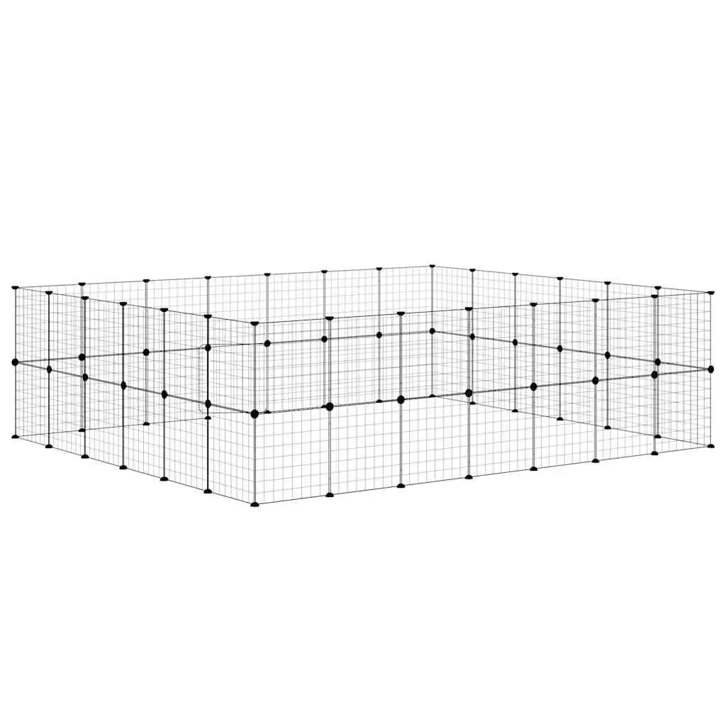 Pet Cage Powder-Coated Steel 245x210x70 cm Black 52-Panel Modular Enclosure