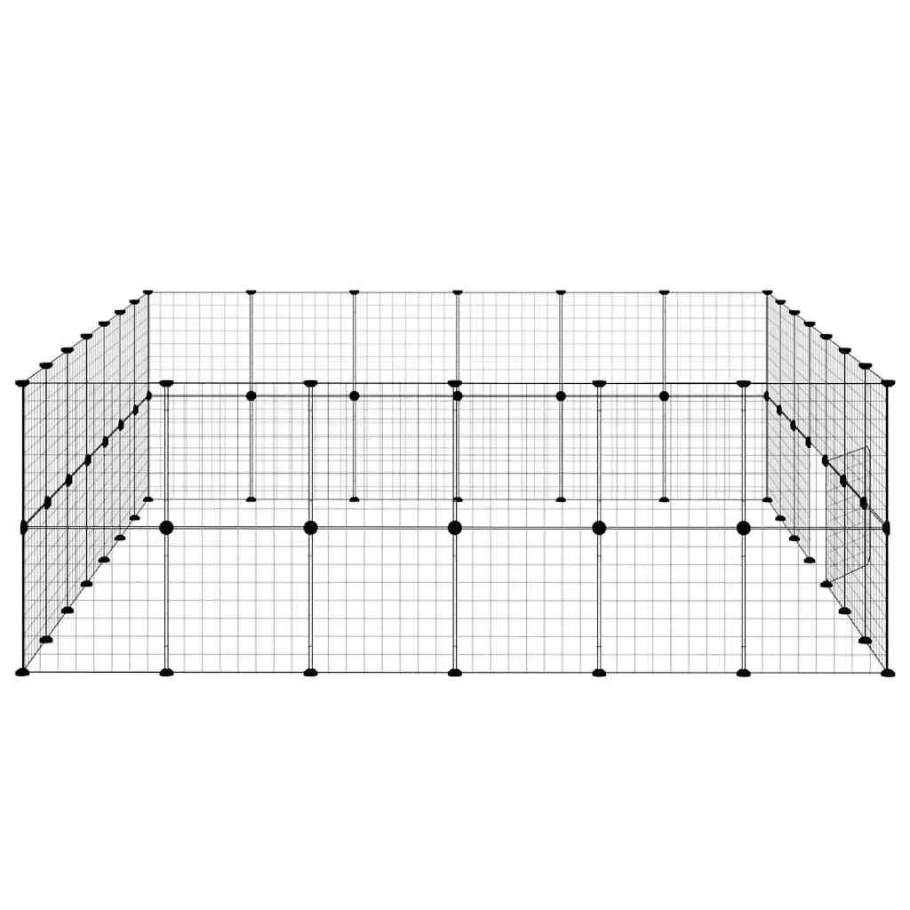 Pet Cage Powder-Coated Steel 245x210x70 cm Black 52-Panel Modular Enclosure