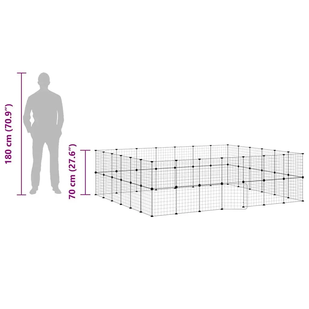 Pet Cage Powder-Coated Steel 245x210x70 cm Black 52-Panel Modular Enclosure