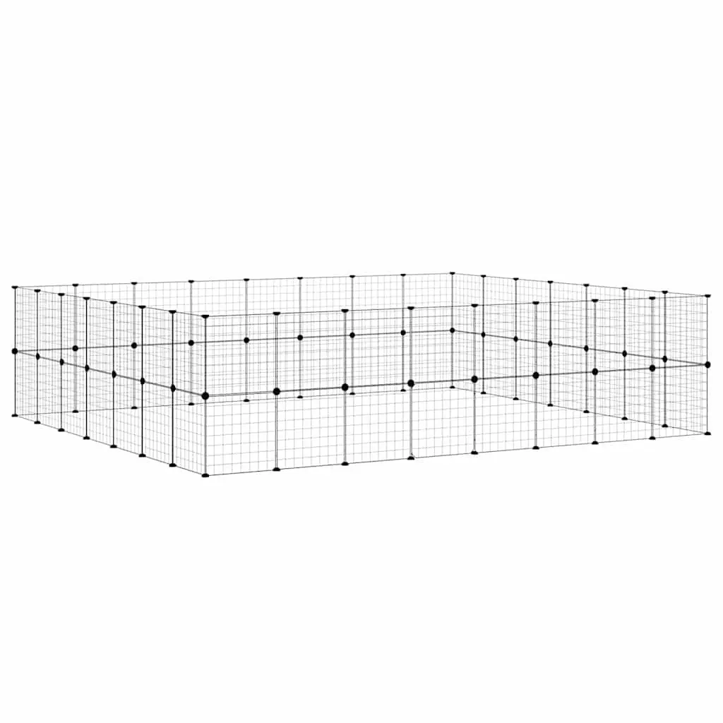 60-Panel Small Animal Pen Modular Pet Cage Black