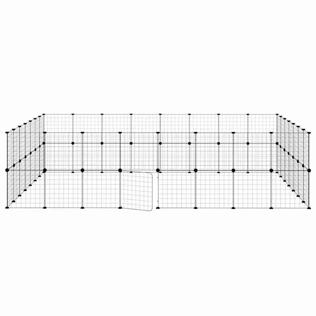 60-Panel Small Animal Pen Modular Pet Cage Black