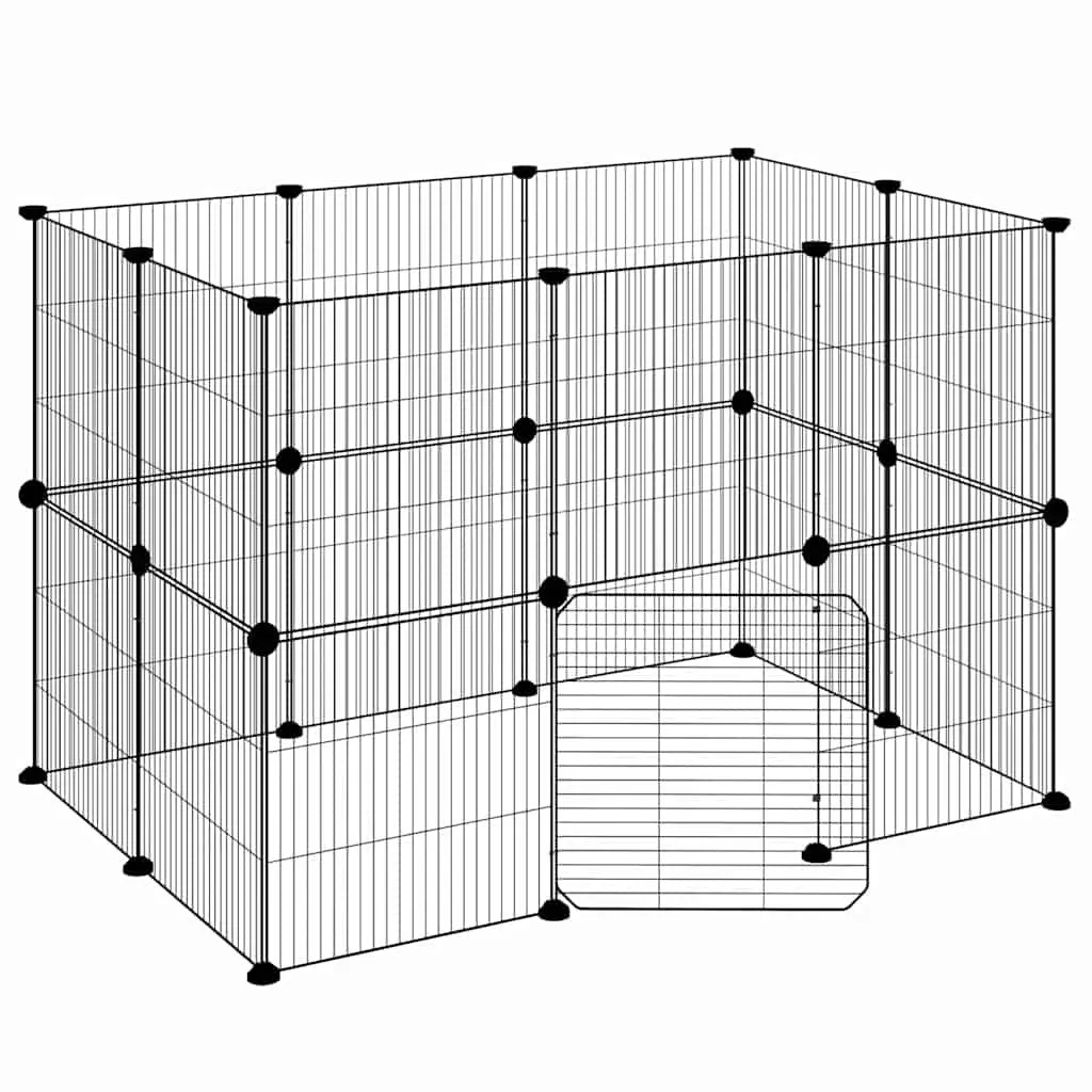 20-Panel Black Small Animal Pet Cage 35x35 cm