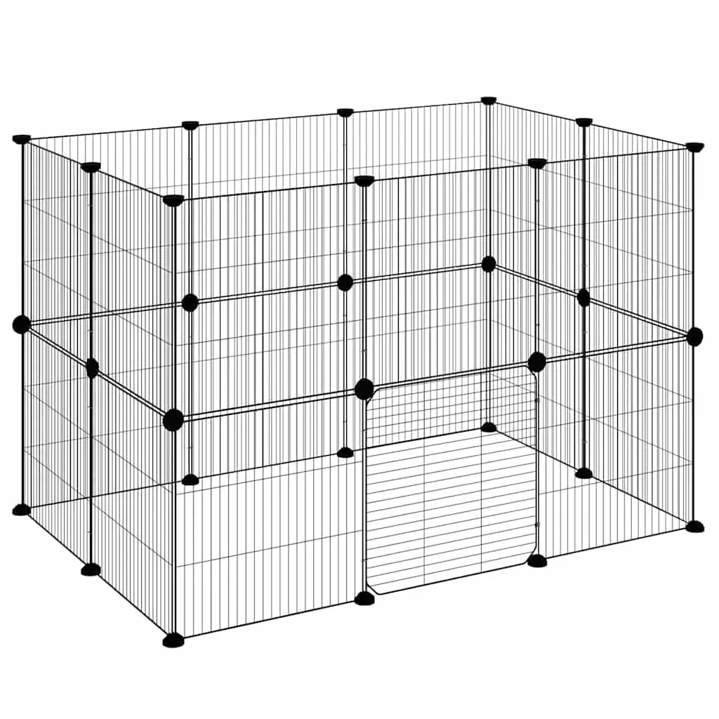 20-Panel Black Small Animal Pet Cage 35x35 cm