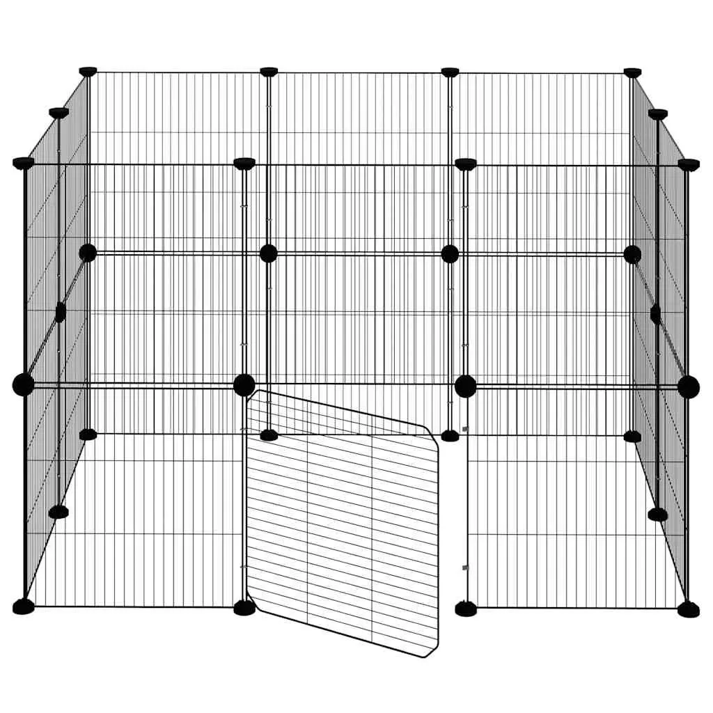 20-Panel Black Small Animal Pet Cage 35x35 cm