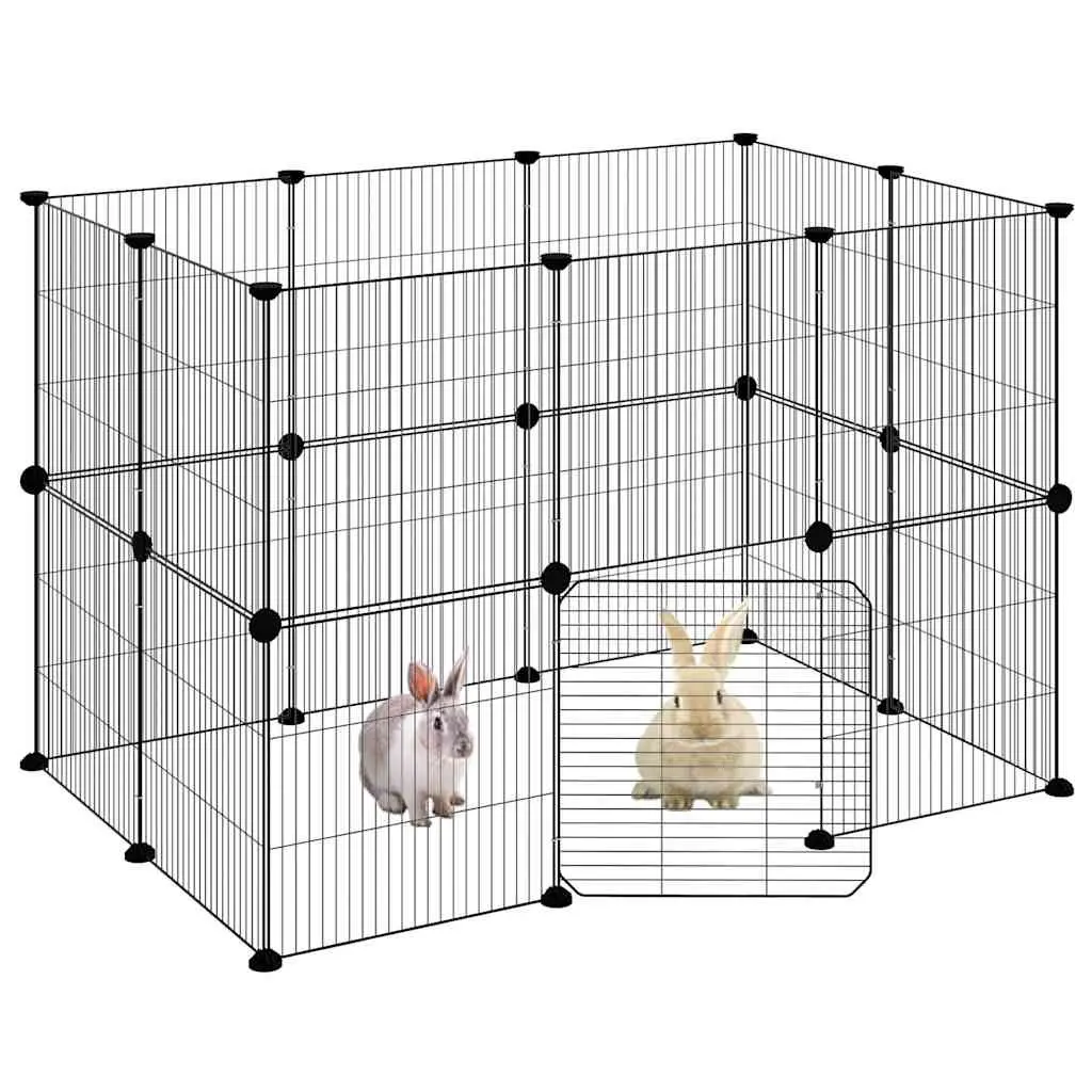 20-Panel Black Small Animal Pet Cage 35x35 cm