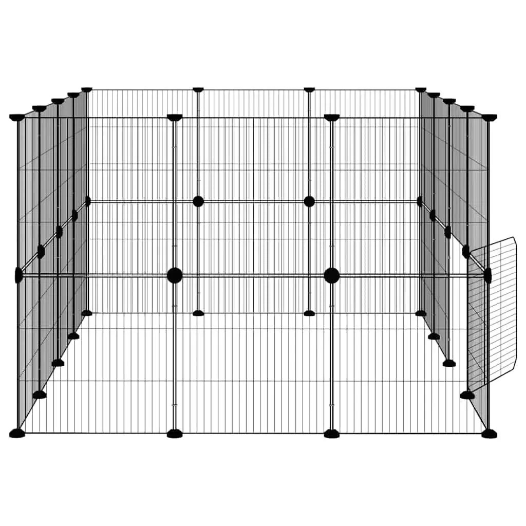 Pet Cage Powder-coated Steel 140x105x70 cm Black 28 Panel Enclosure